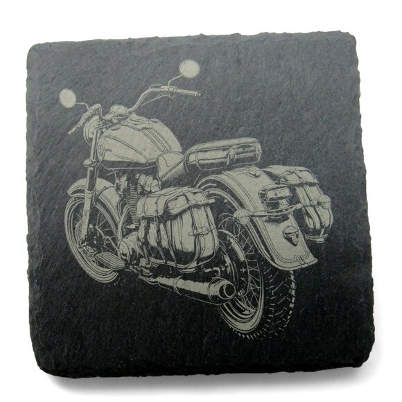 MOTORCYCLE COASTERS Engraved Set of 4 Square Gray Slate 4x4" - Picture 5 of 6